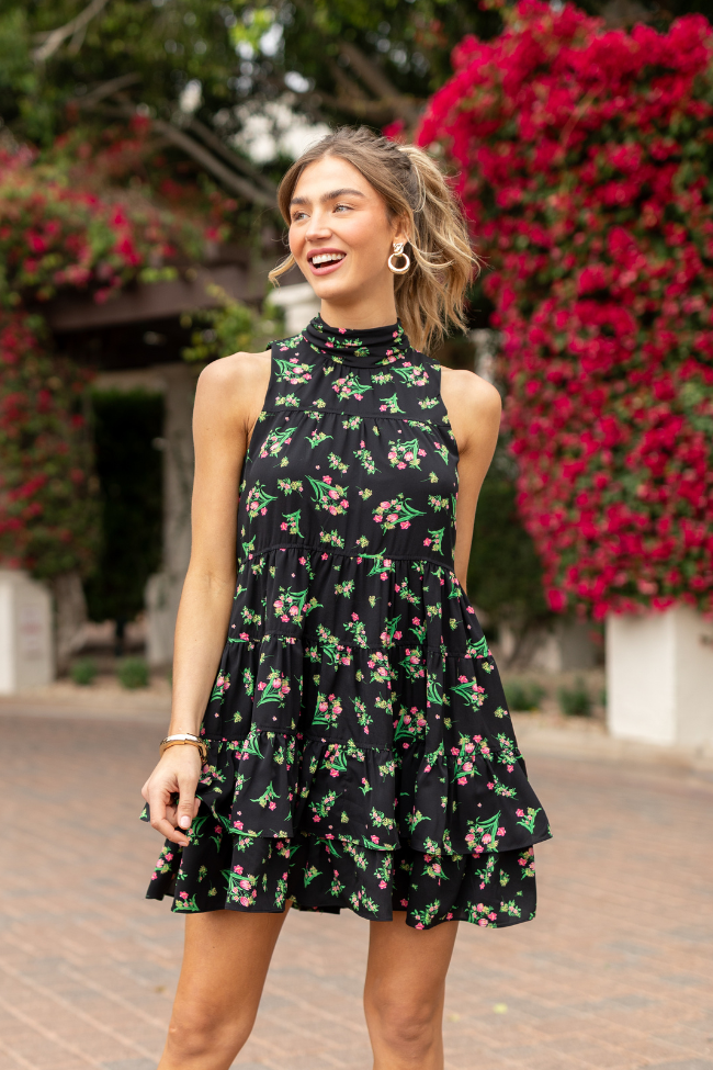 Called It Black Floral Print Mini Dress FINAL SALE