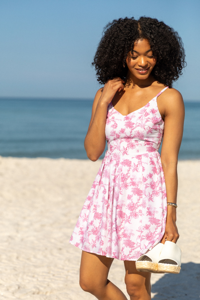Sweetest Dreams Pink Vintage Floral Mini Dress FINAL SALE