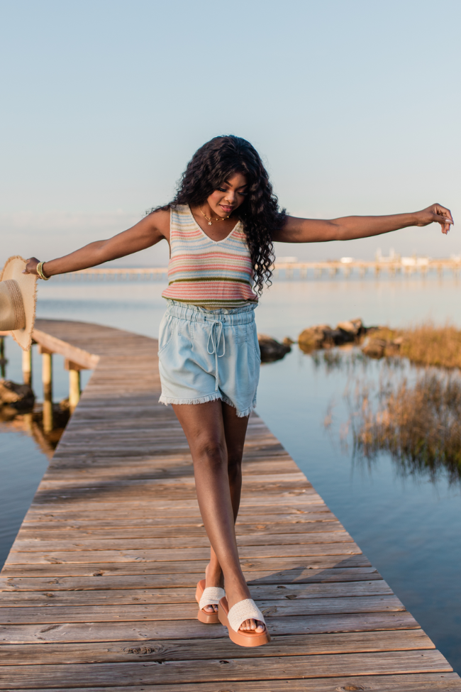 On The Cape Multi Stripe Sweater Tank FINAL SALE - Image 2