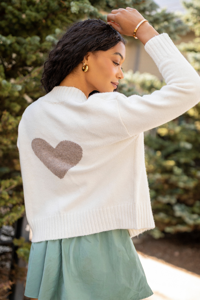 Raven Heart Print Off-White Cardigan FINAL SALE
